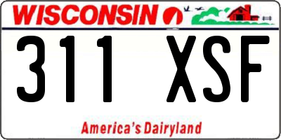 WI license plate 311XSF