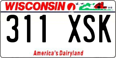 WI license plate 311XSK