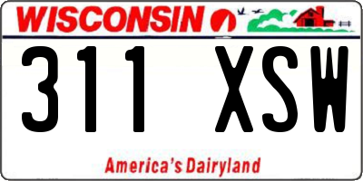 WI license plate 311XSW