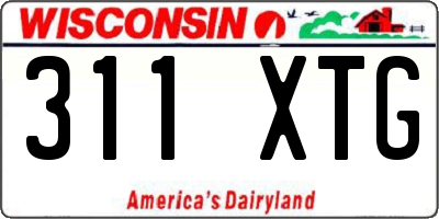 WI license plate 311XTG