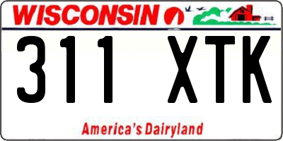 WI license plate 311XTK