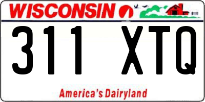 WI license plate 311XTQ