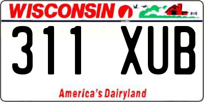WI license plate 311XUB
