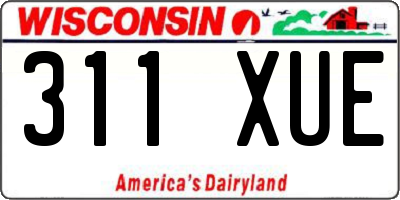WI license plate 311XUE