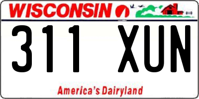 WI license plate 311XUN
