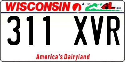 WI license plate 311XVR