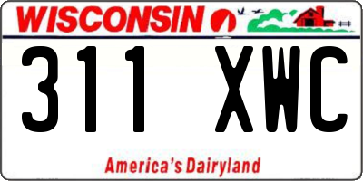 WI license plate 311XWC
