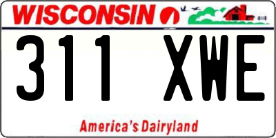 WI license plate 311XWE