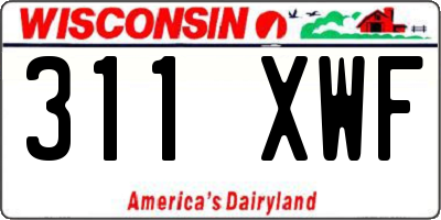 WI license plate 311XWF