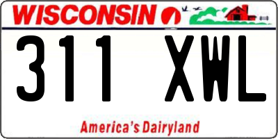WI license plate 311XWL