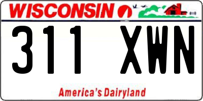 WI license plate 311XWN