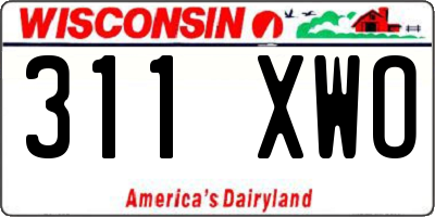 WI license plate 311XWO