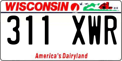 WI license plate 311XWR