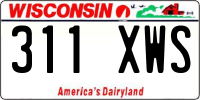 WI license plate 311XWS