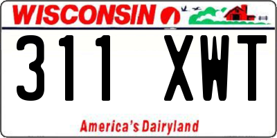 WI license plate 311XWT