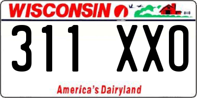 WI license plate 311XXO