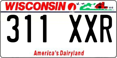 WI license plate 311XXR