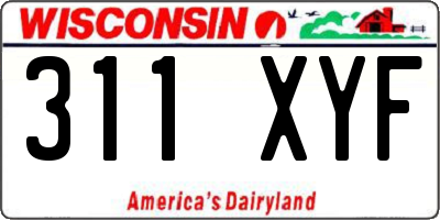 WI license plate 311XYF