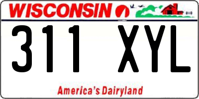 WI license plate 311XYL
