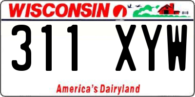 WI license plate 311XYW