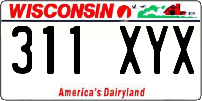 WI license plate 311XYX