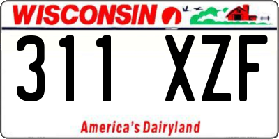 WI license plate 311XZF