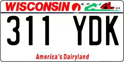 WI license plate 311YDK