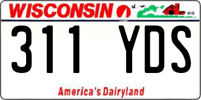WI license plate 311YDS