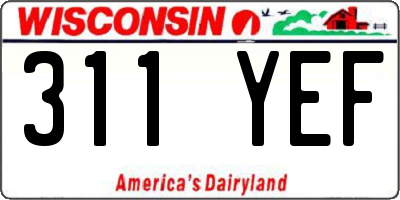 WI license plate 311YEF