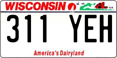 WI license plate 311YEH