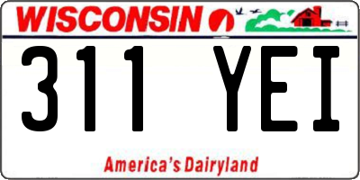 WI license plate 311YEI