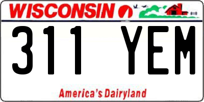 WI license plate 311YEM