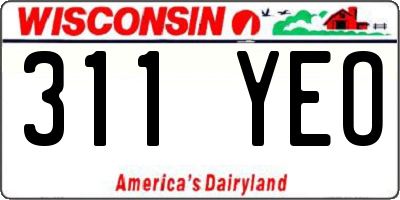 WI license plate 311YEO