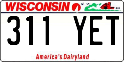 WI license plate 311YET