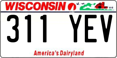 WI license plate 311YEV