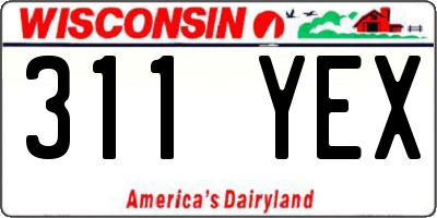 WI license plate 311YEX