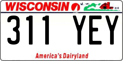 WI license plate 311YEY