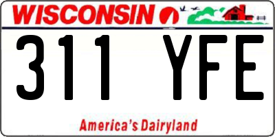 WI license plate 311YFE