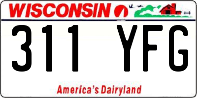 WI license plate 311YFG