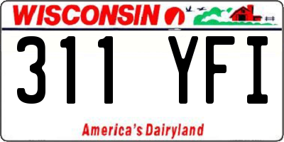 WI license plate 311YFI