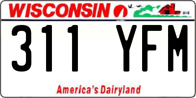 WI license plate 311YFM