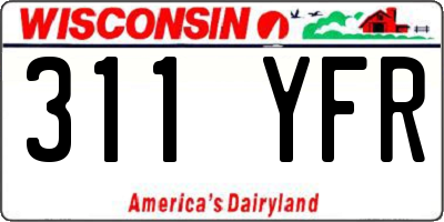 WI license plate 311YFR