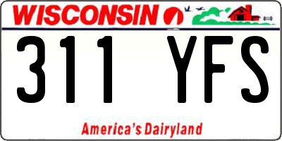 WI license plate 311YFS