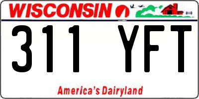 WI license plate 311YFT