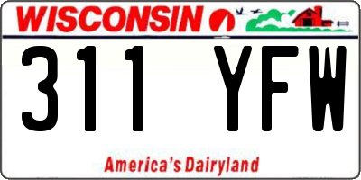 WI license plate 311YFW