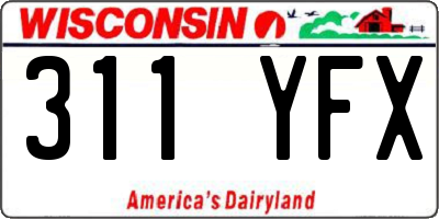 WI license plate 311YFX