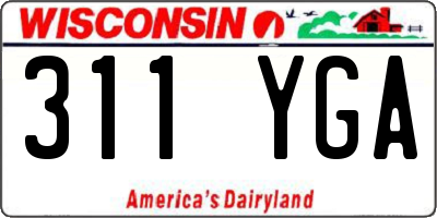 WI license plate 311YGA