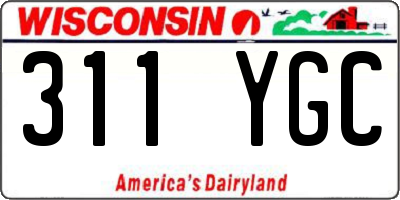 WI license plate 311YGC