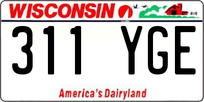 WI license plate 311YGE