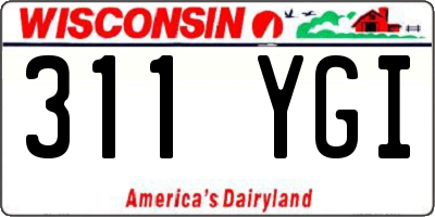 WI license plate 311YGI